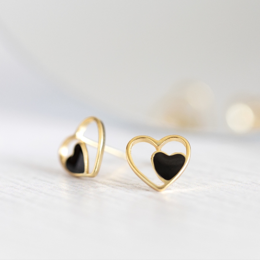 Petite Heart Studs - Only 3 left! - Picture 4 of 8